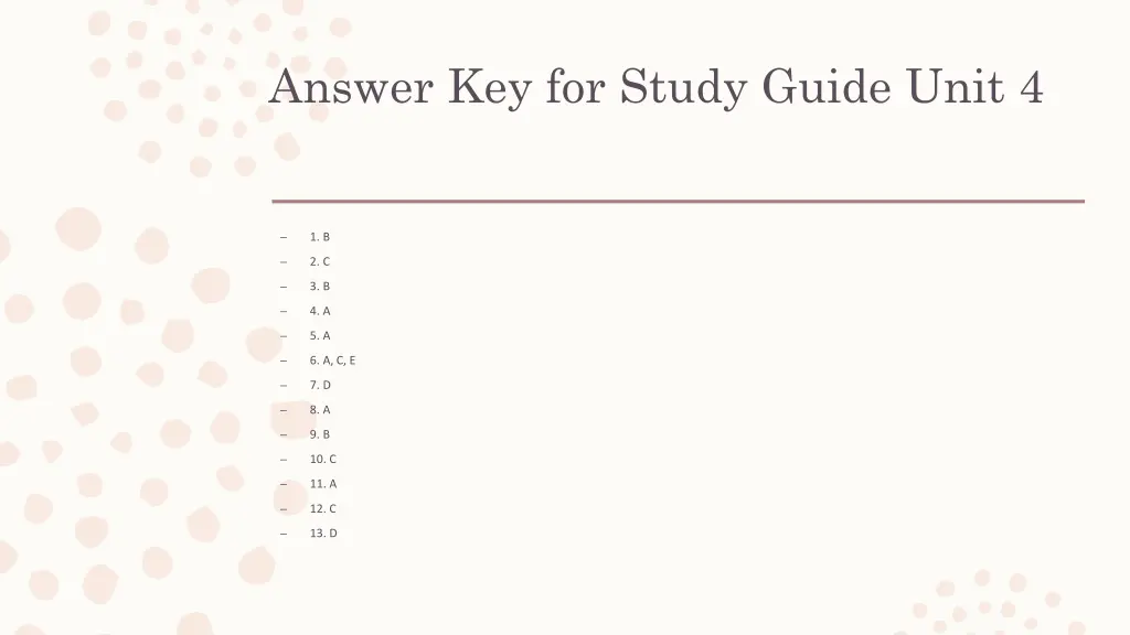 answer key for study guide unit 4