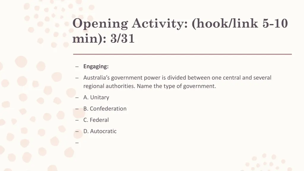 opening activity hook link 5 10 min 3 31