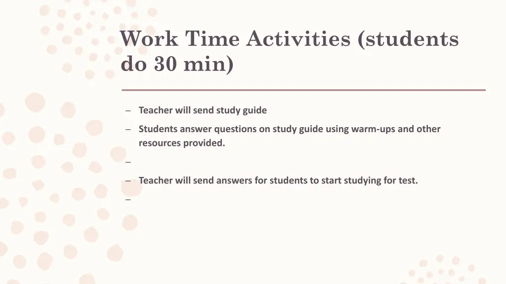 work time activities students do 30 min 4