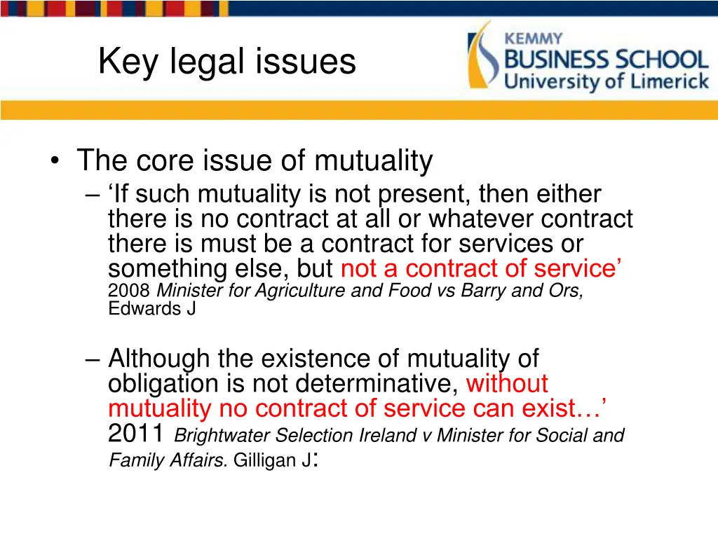 key legal issues