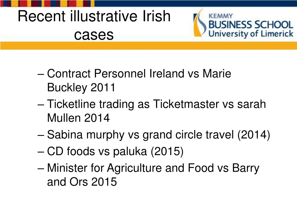 recent illustrative irish cases