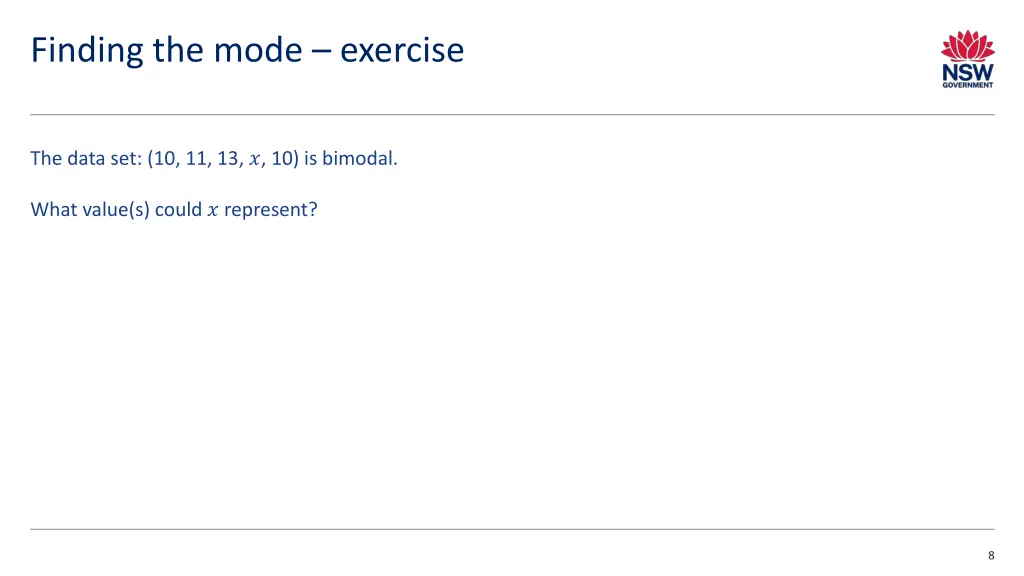 finding the mode exercise