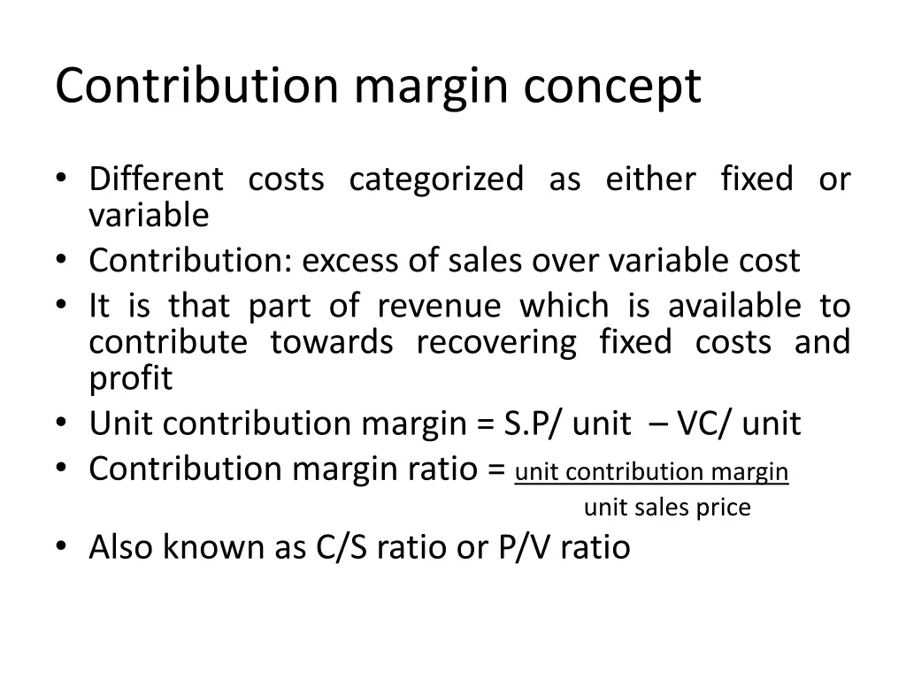 contribution margin concept