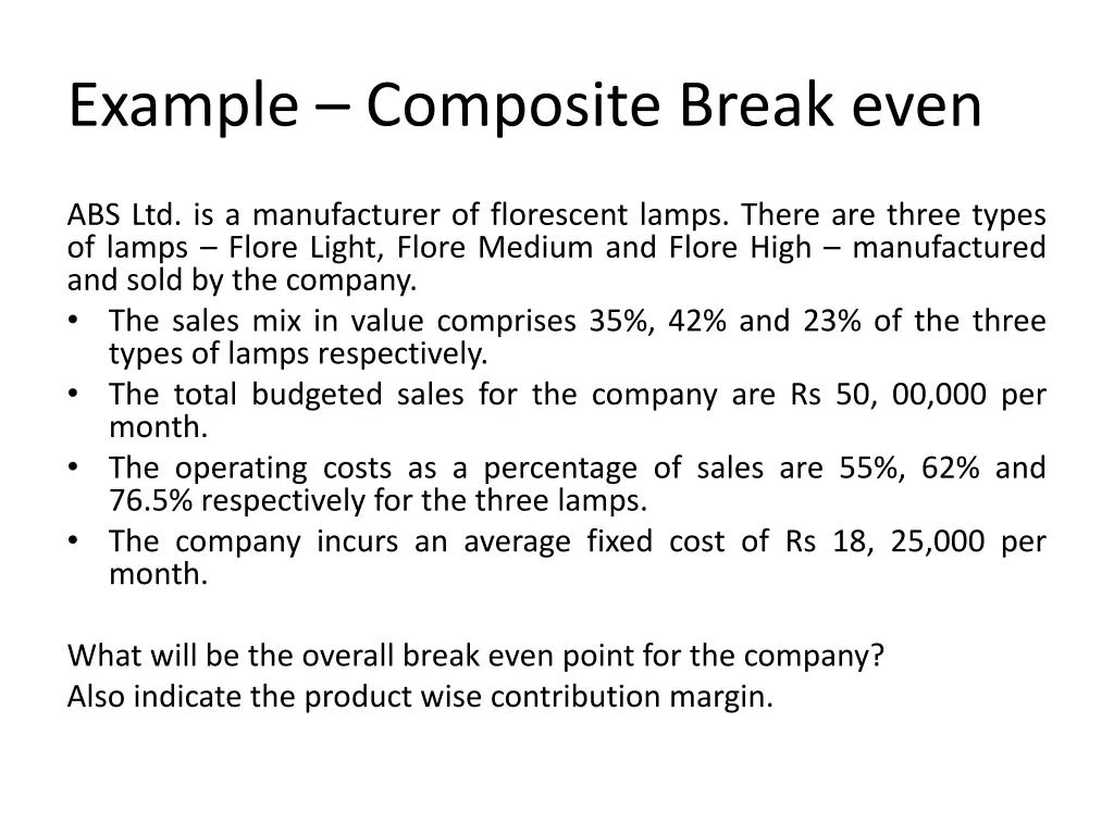 example composite break even