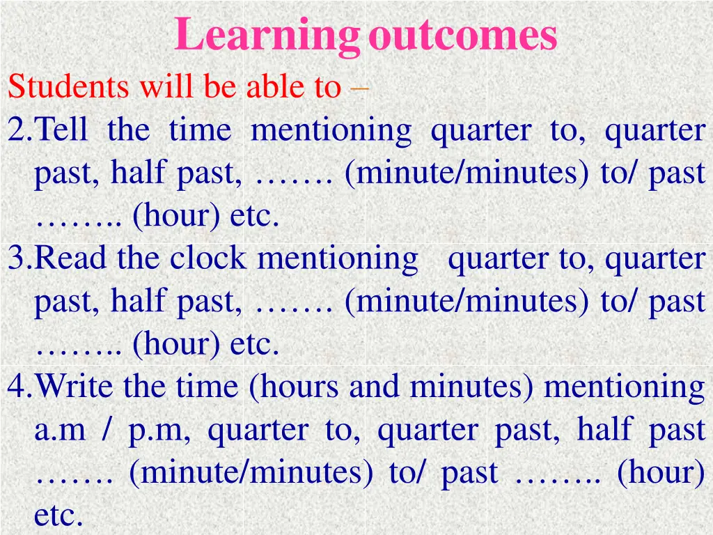 learning outcomes