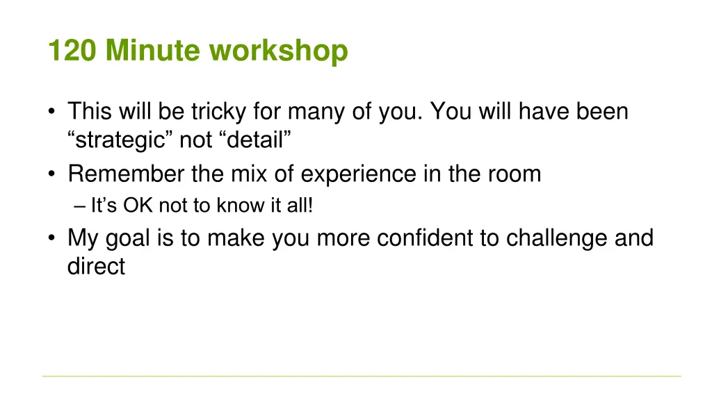 120 minute workshop