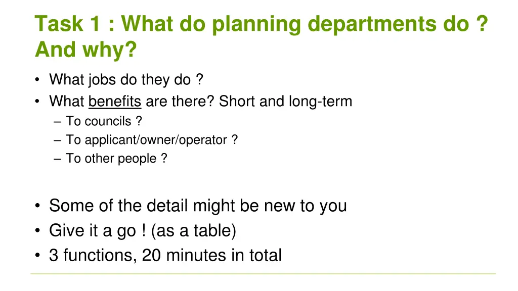 task 1 what do planning departments do and why 1