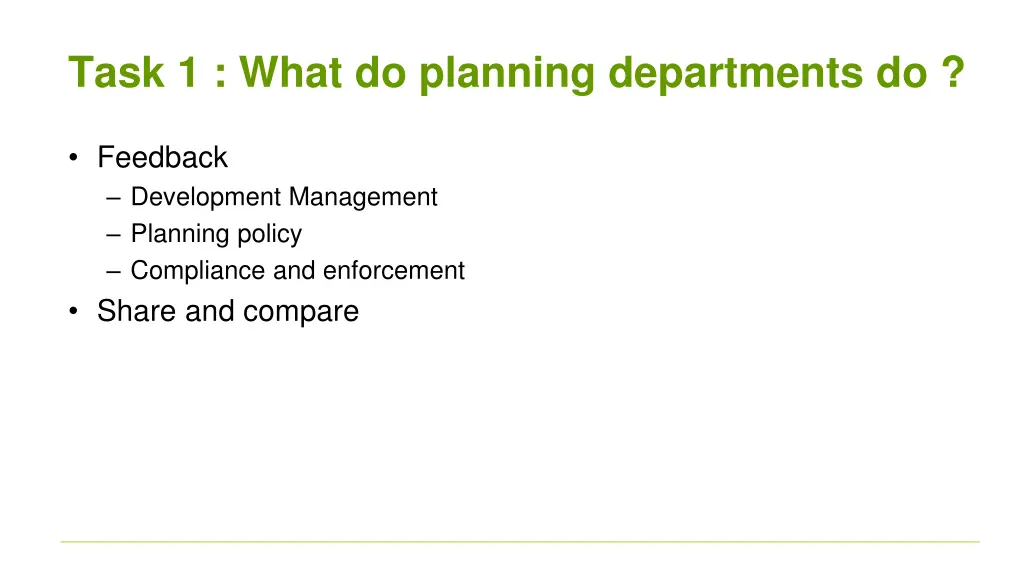 task 1 what do planning departments do