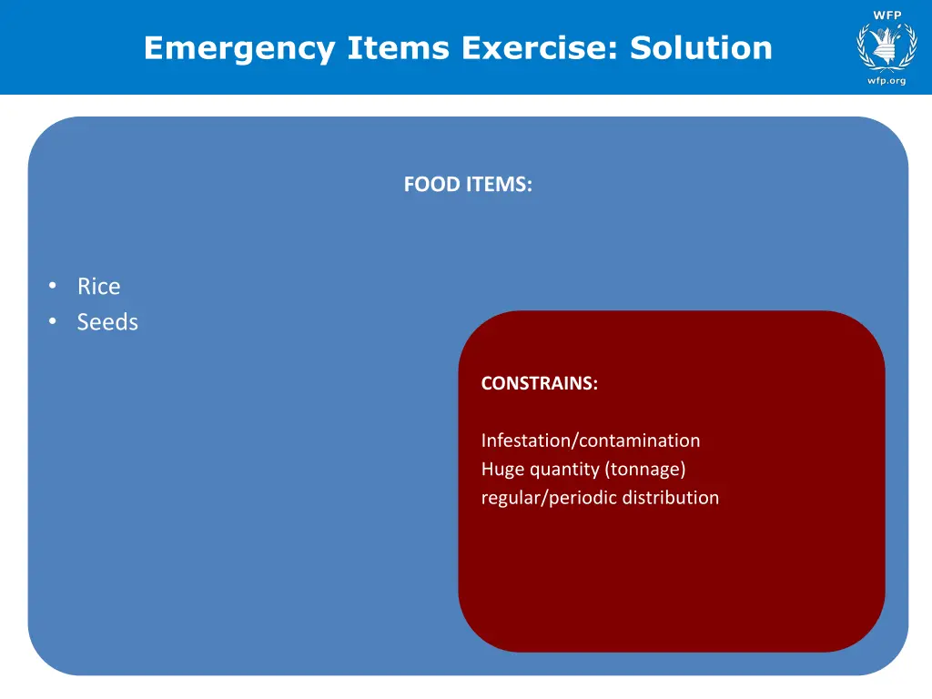 emergency items exercise solution 3