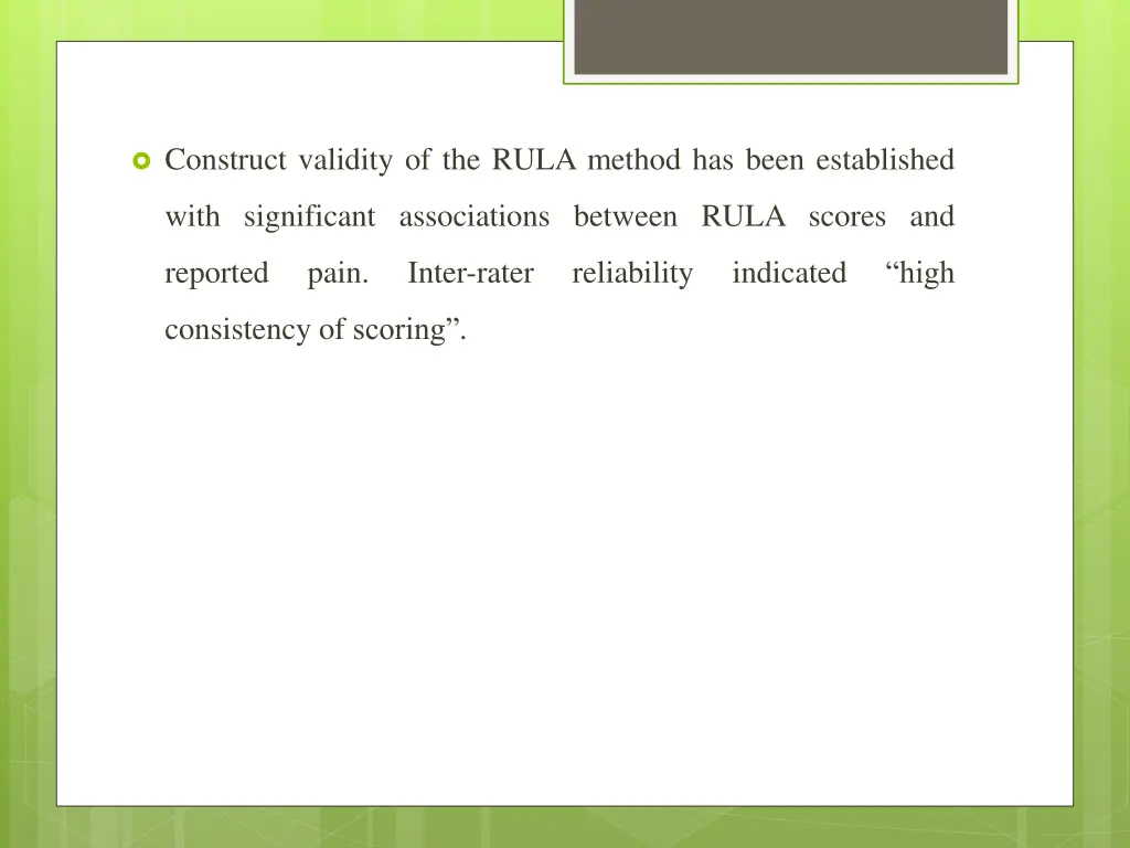 construct validity of the rula method has been