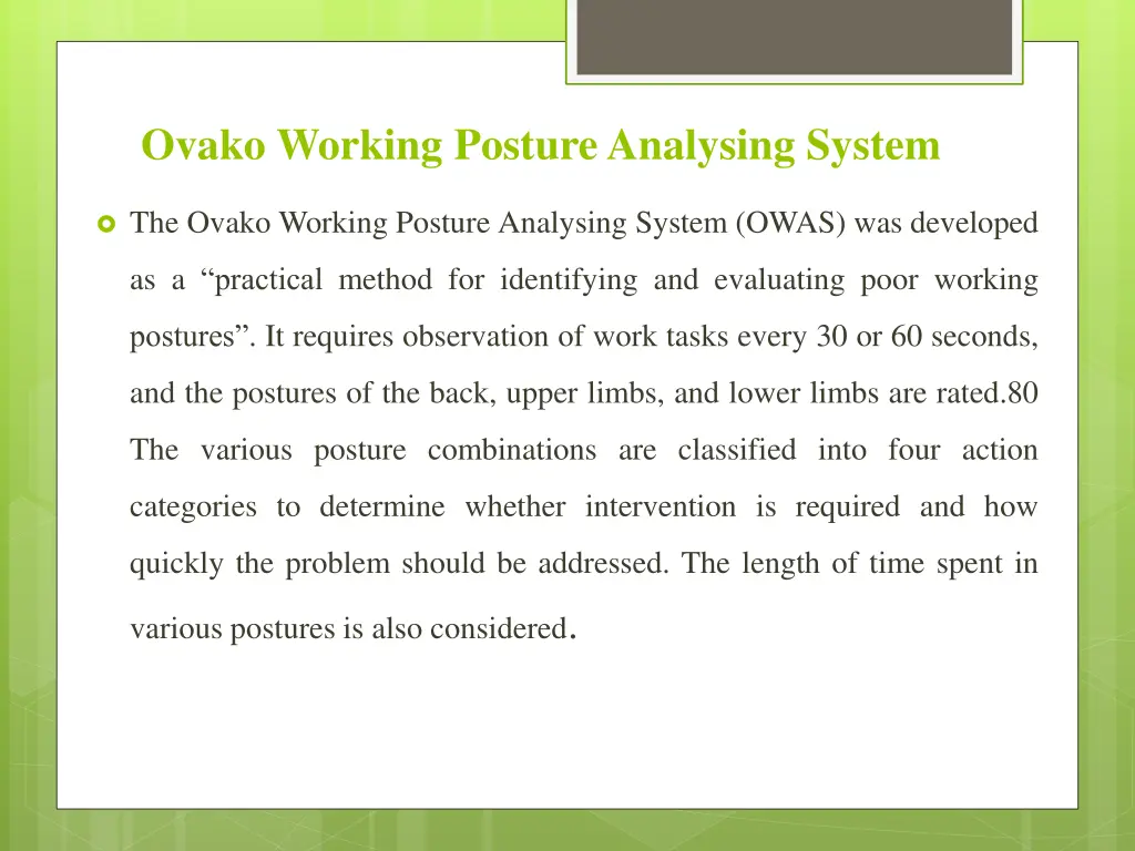 ovako working posture analysing system