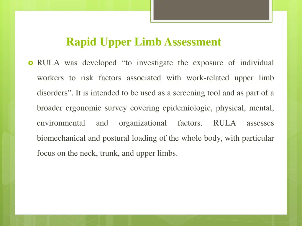 rapid upper limb assessment