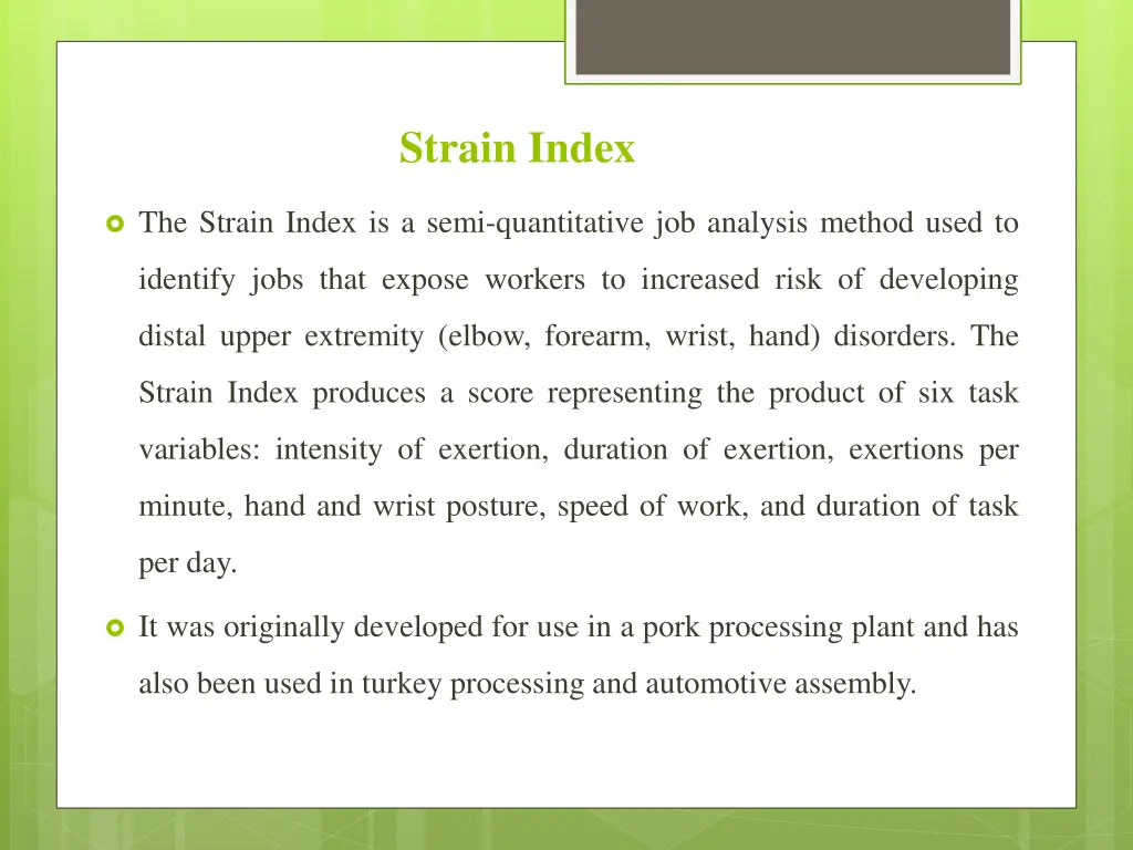 strain index