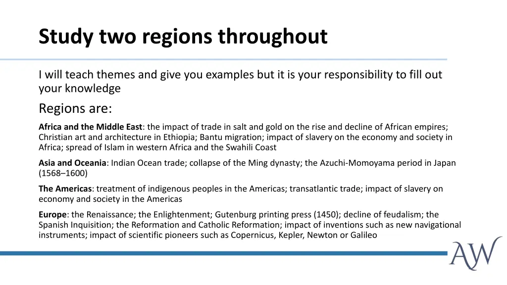 study two regions throughout