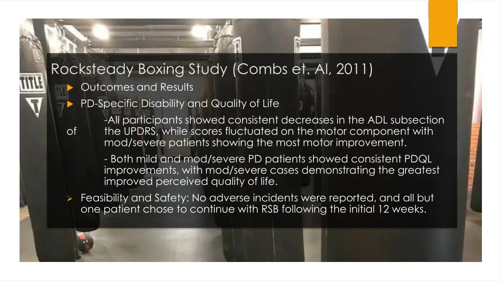 rocksteady boxing study combs et al 2011 outcomes