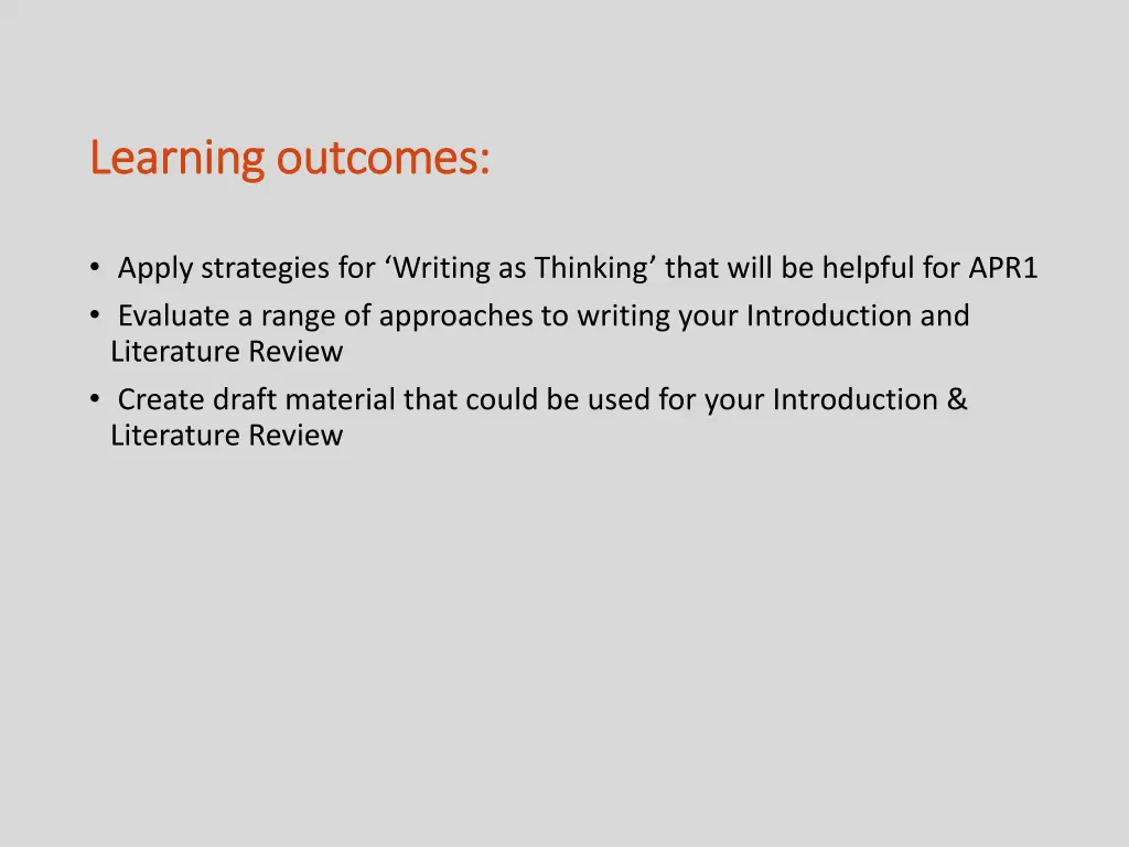 learning outcomes learning outcomes