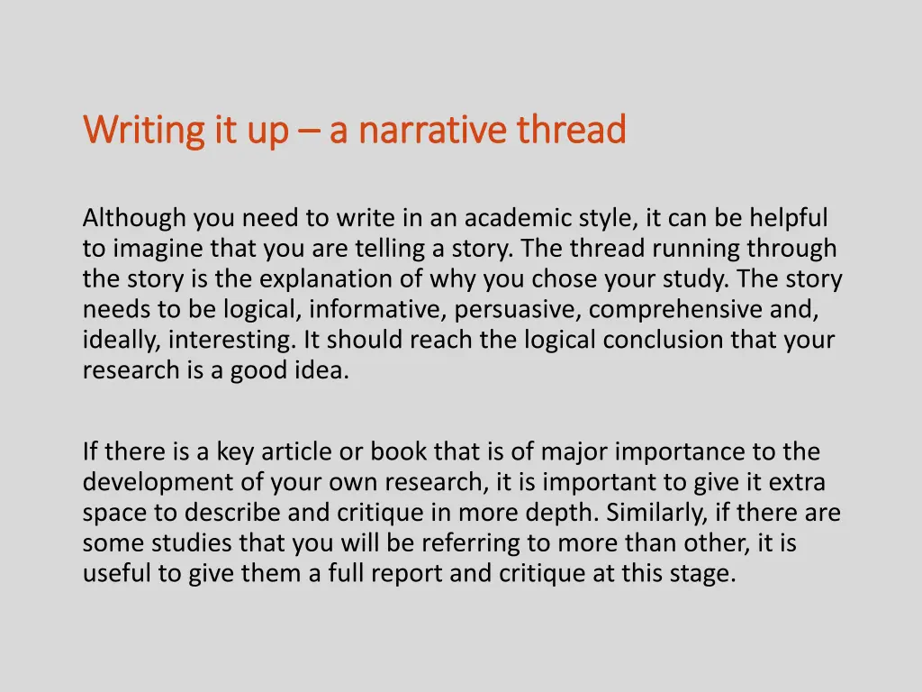 writing it up writing it up a narrative thread