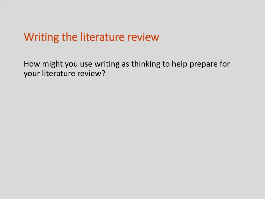 writing the literature review writing