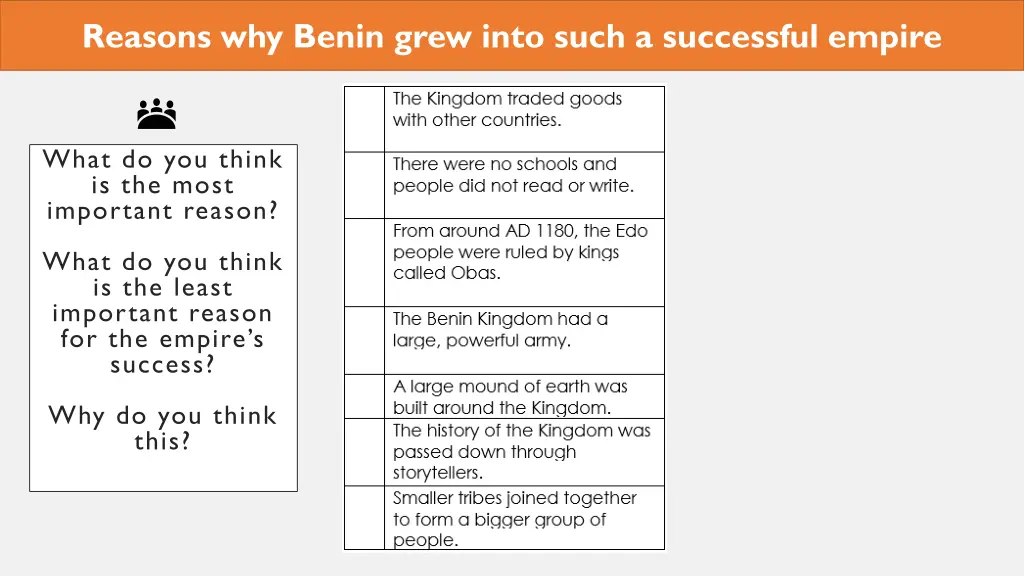 reasons why benin grew into such a successful