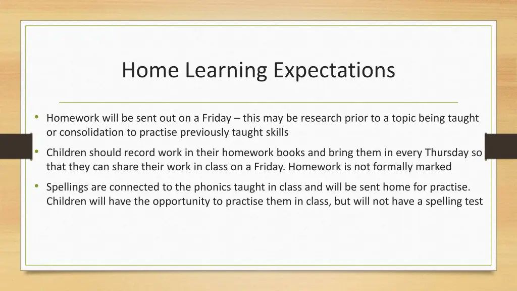 home learning expectations