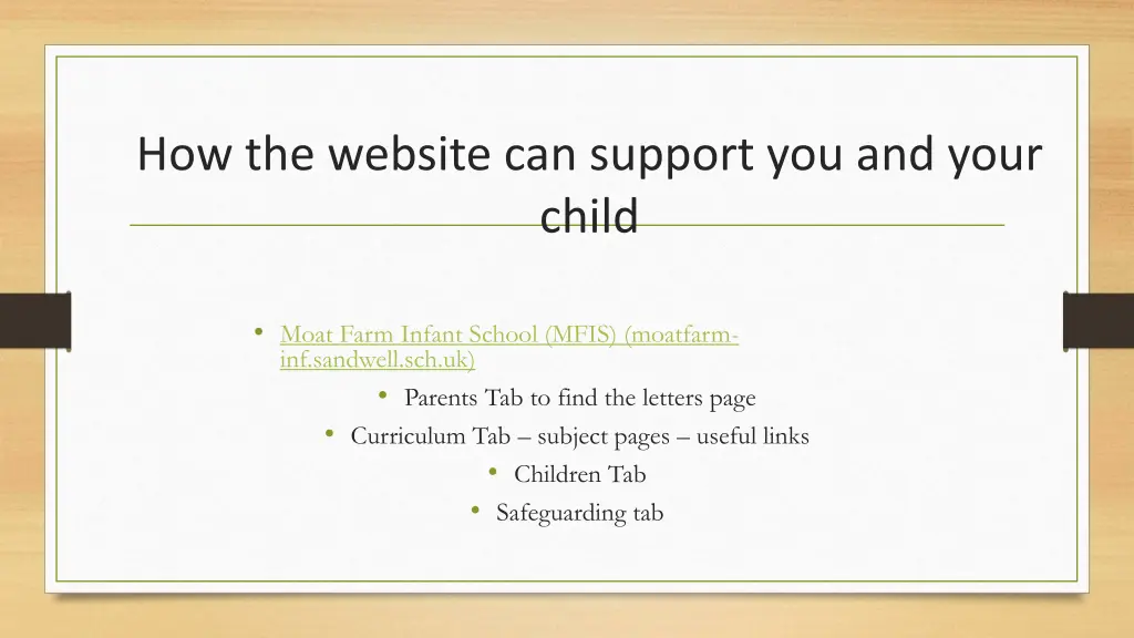 how the website can support you and your child