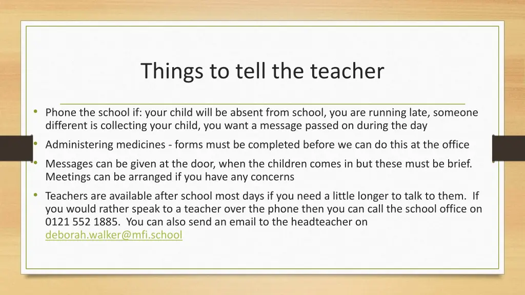 things to tell the teacher