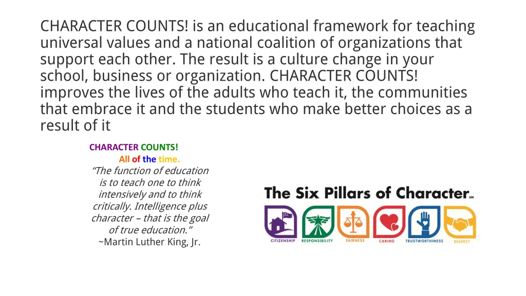 character counts is an educational framework