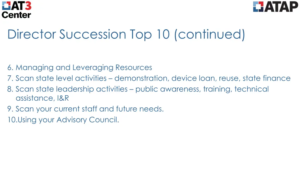 director succession top 10 continued