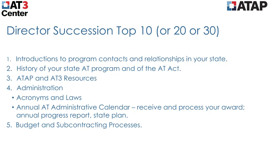 director succession top 10 or 20 or 30