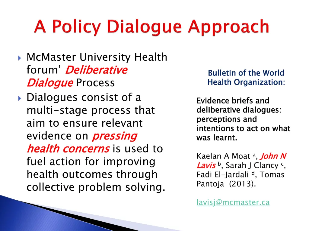 mcmaster university health forum deliberative