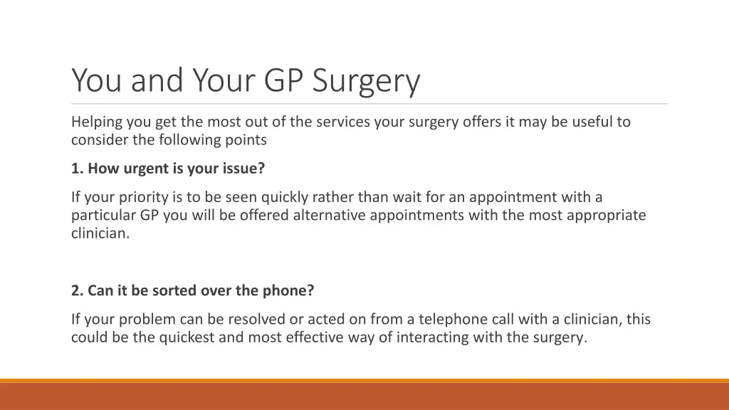 you and your gp surgery