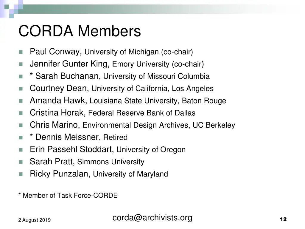 corda members