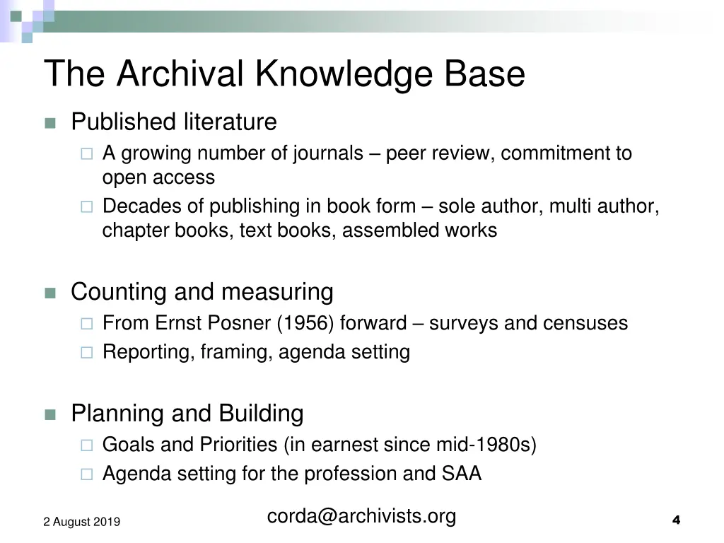 the archival knowledge base