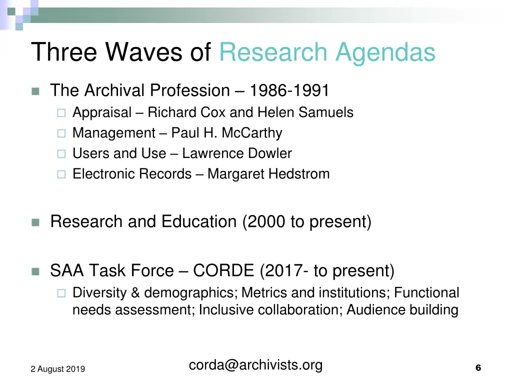 three waves of research agendas