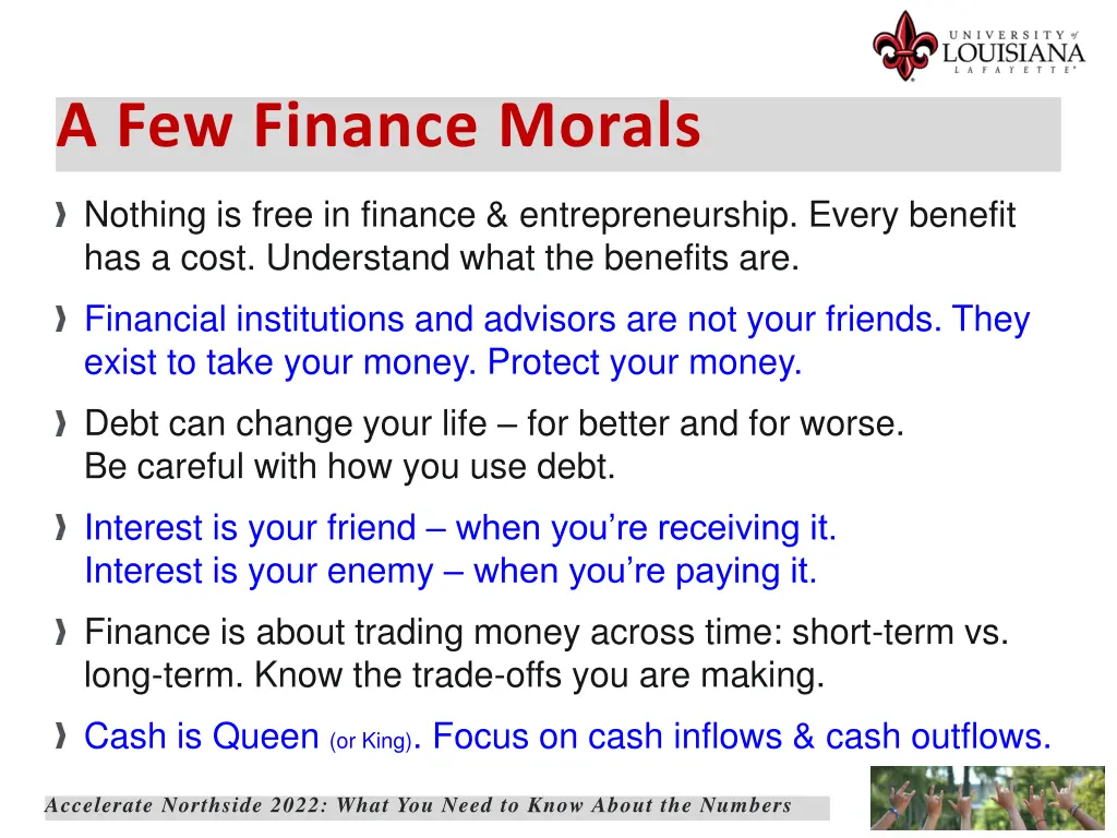 a few finance morals