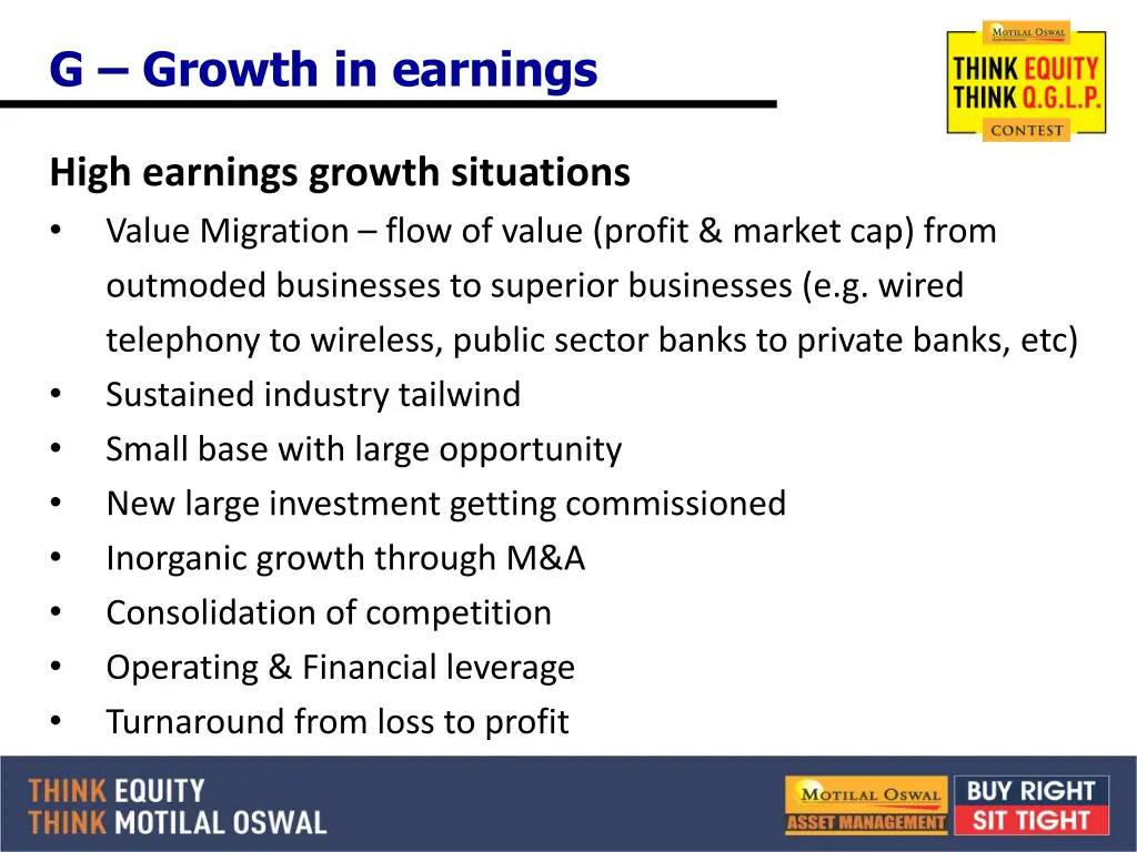 g growth in earnings 1