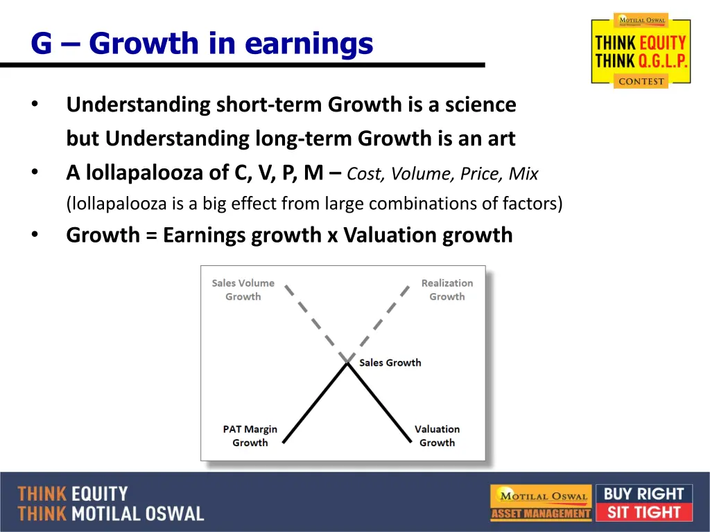 g growth in earnings