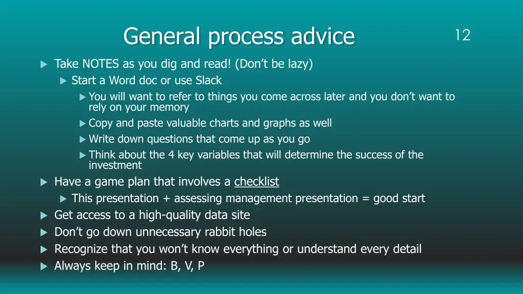 general process advice