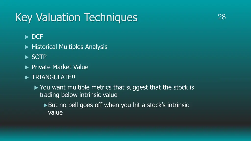 key valuation techniques