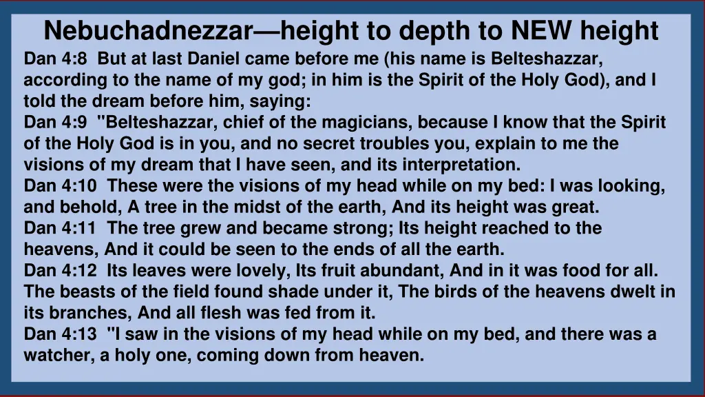 nebuchadnezzar height to depth to new height 1