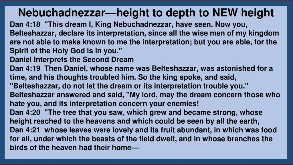 nebuchadnezzar height to depth to new height 2