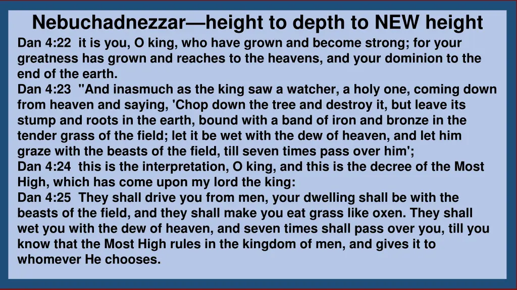 nebuchadnezzar height to depth to new height 3