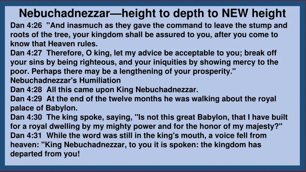 nebuchadnezzar height to depth to new height 4