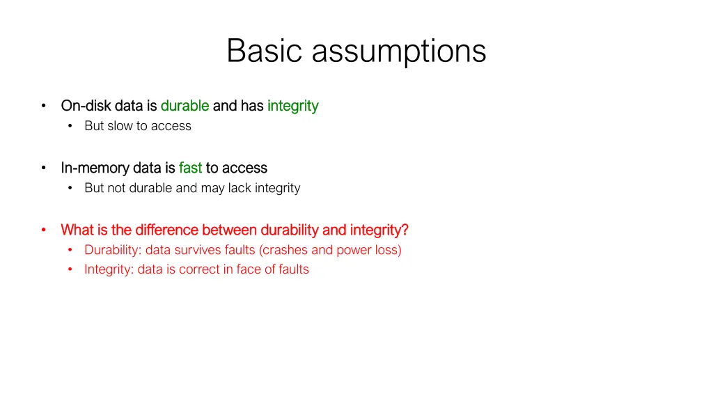 basic assumptions