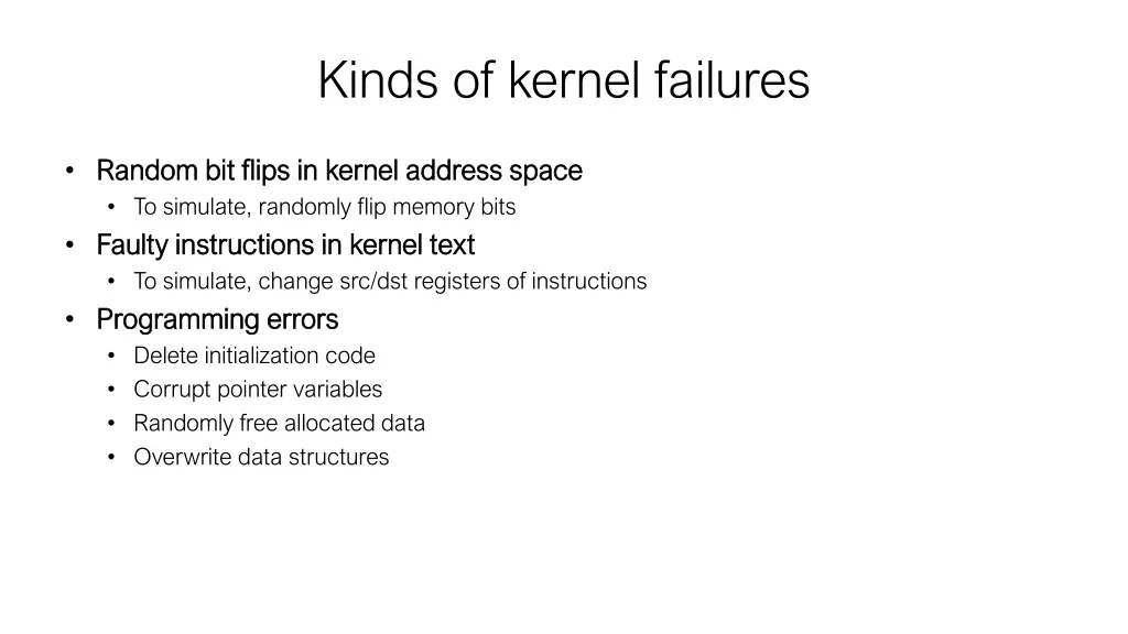 kinds of kernel failures