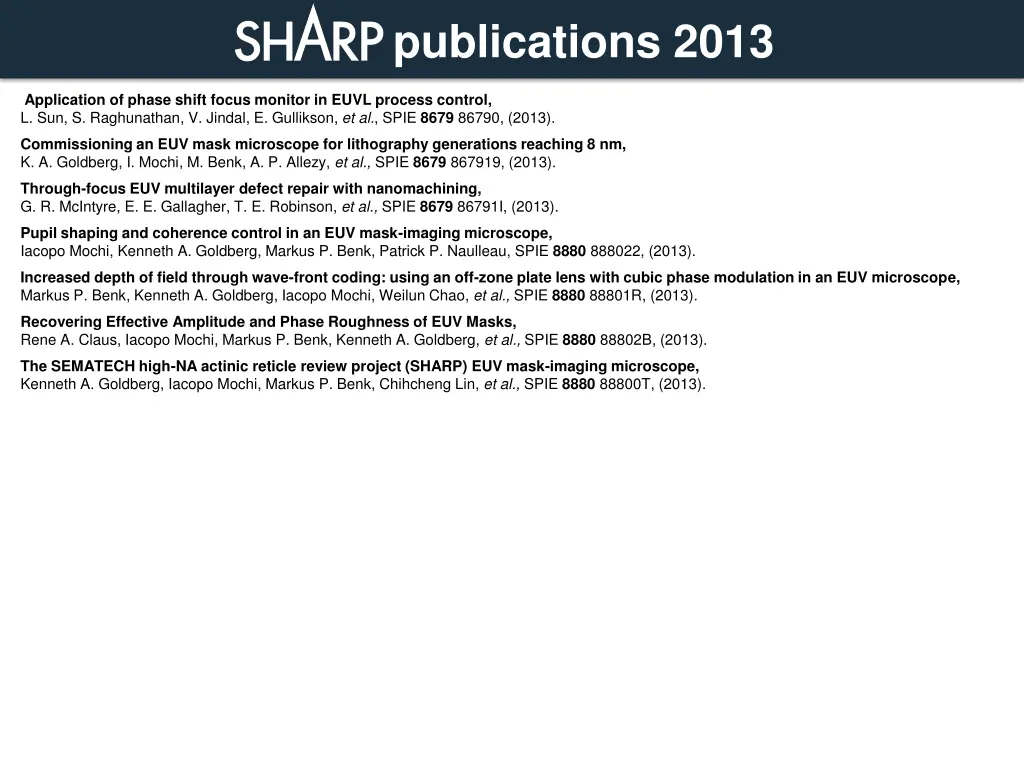 publications 2013