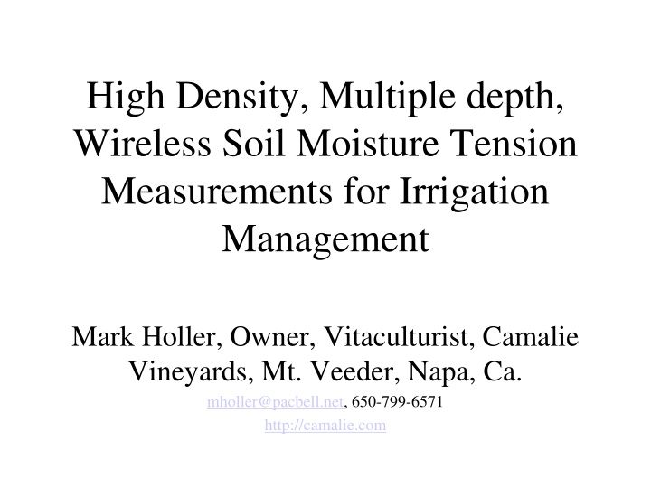 high density multiple depth wireless soil