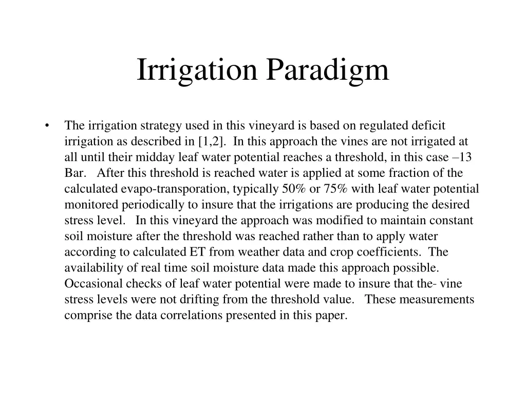 irrigation paradigm