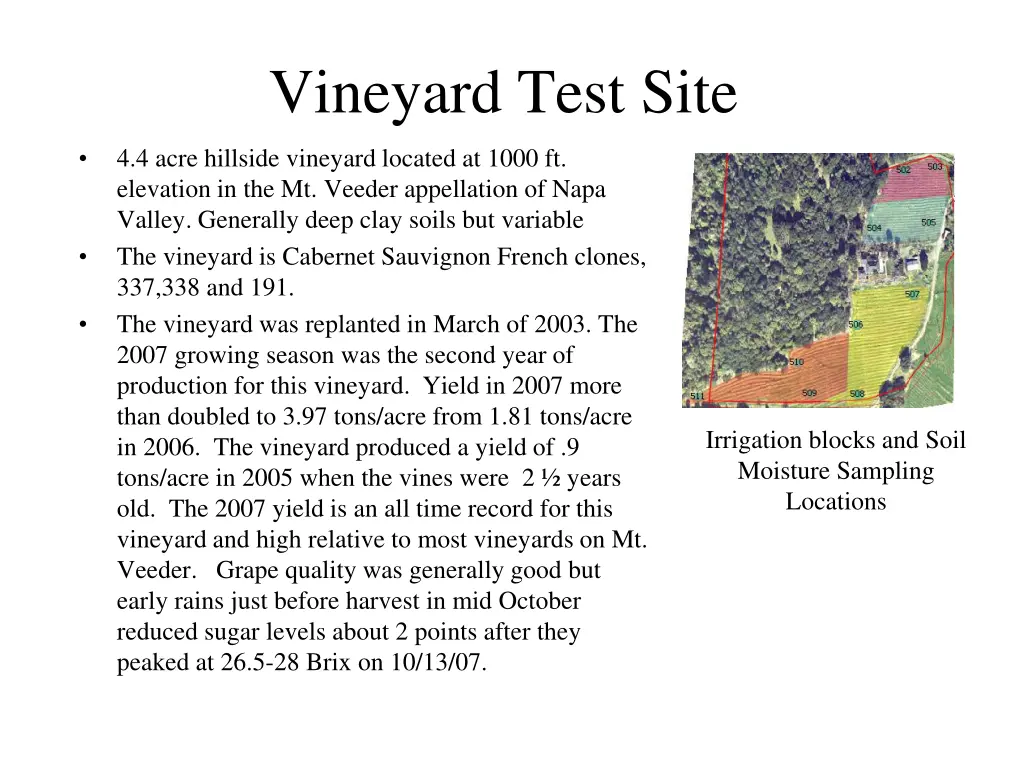 vineyard test site