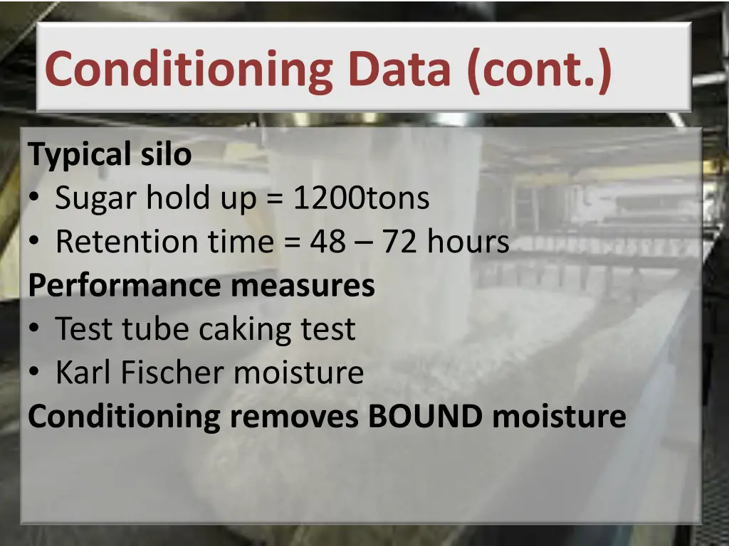 conditioning data cont